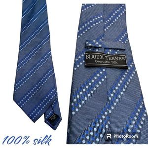 Blue bijoux terner collegiate preppy business tie silk hand made